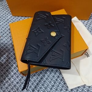 Louis Vuitton Black Wallet with Gold Button